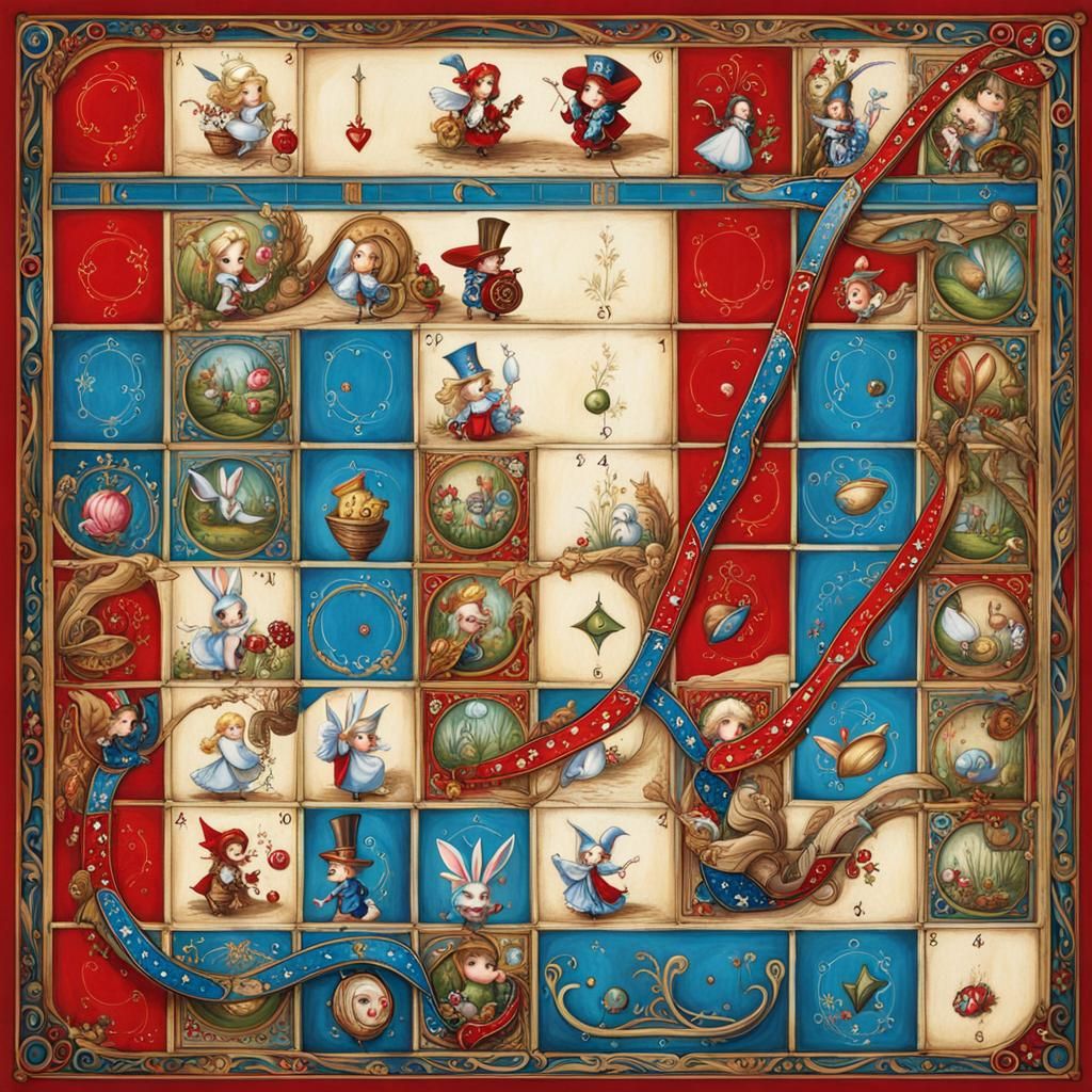 Chutes and Ladders in Wonderland by Jasmine Becket-Griffith