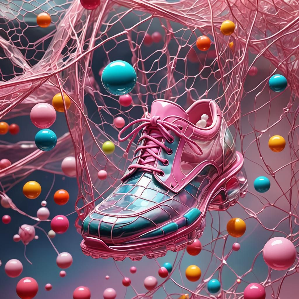 Glass Shoe Ascends in Surreal 3D Digital Art