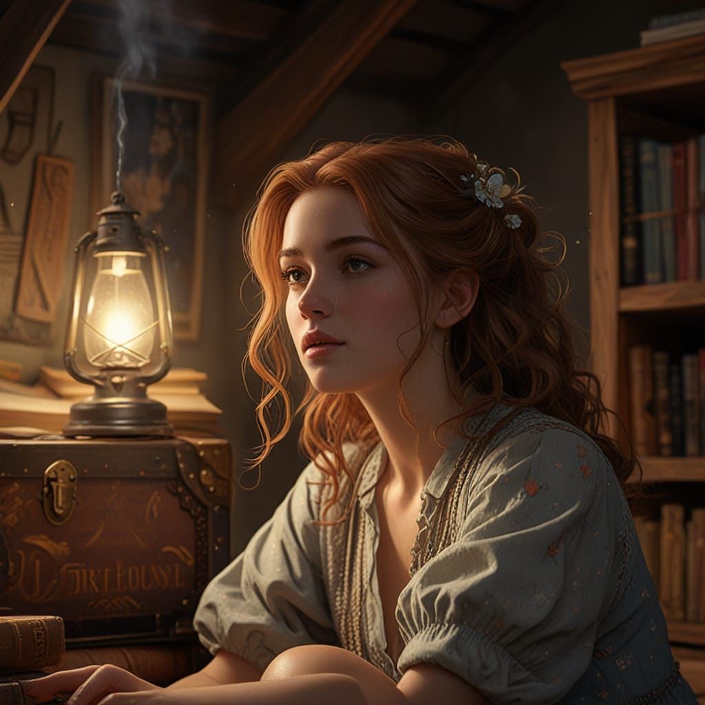 Ethereal Fantasy Art Of A Lonely Woman In A Dusty Attic