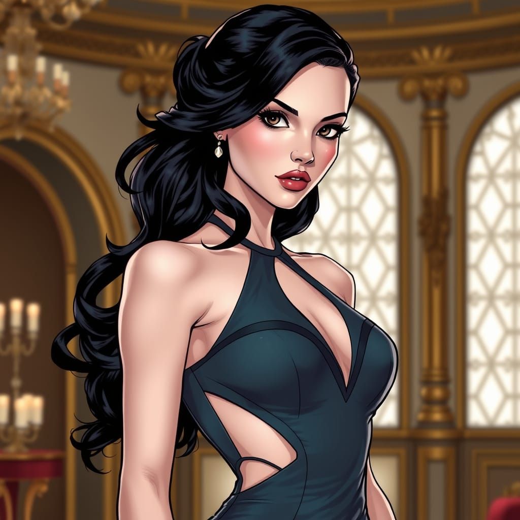 Glamorous Female Superhero in Luxury Setting