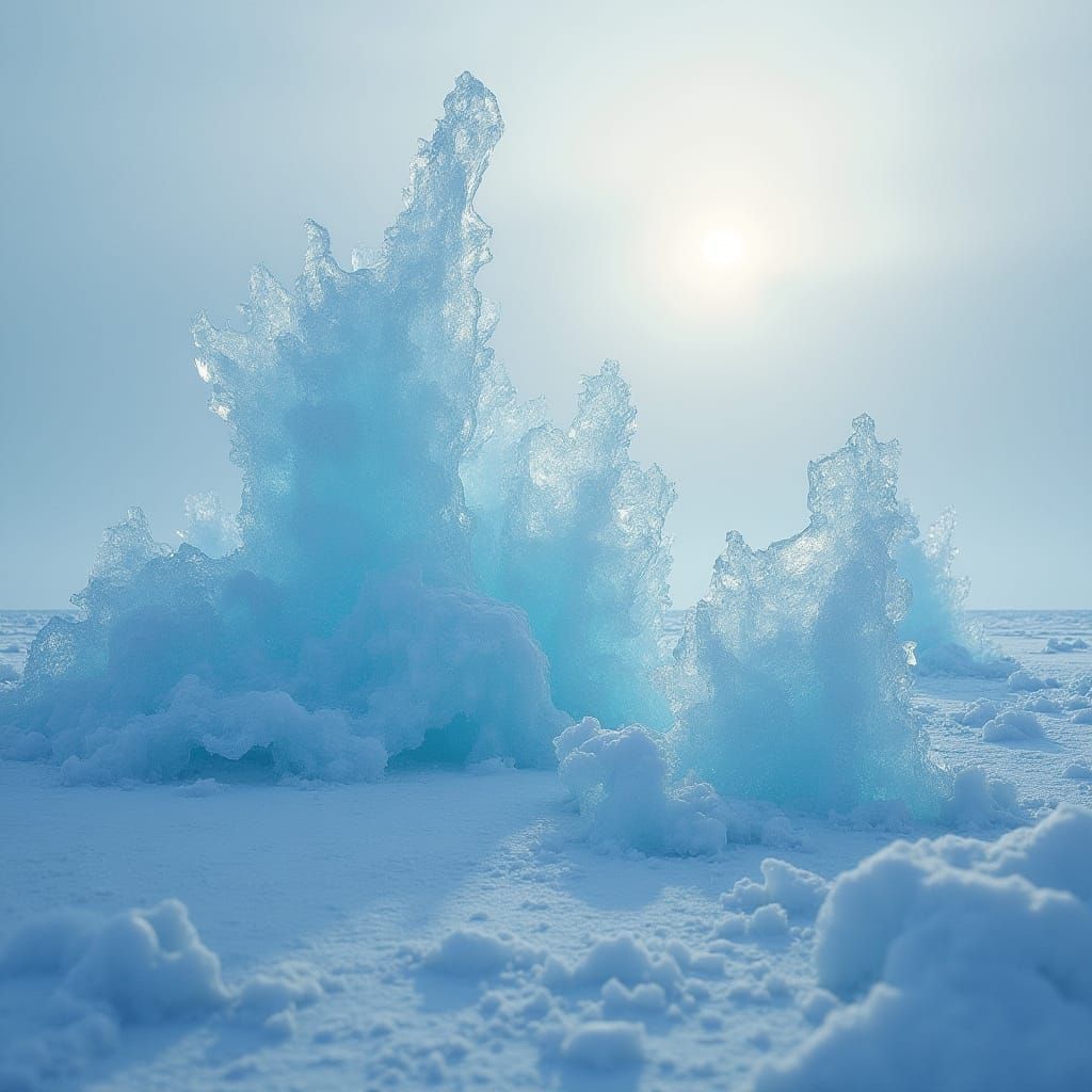 Ethereal Ice Formations in Soft, Glacial Light