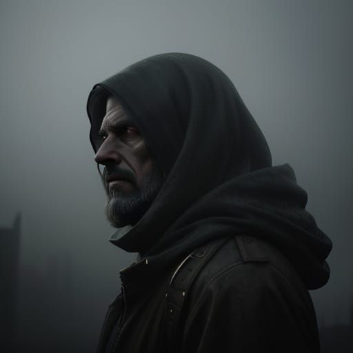 Time Traveler in Abandoned City: Hyper-Realistic Digital Art