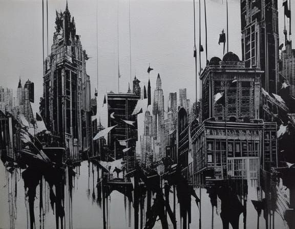 Batman in Gotham: Detailed Ink Illustration