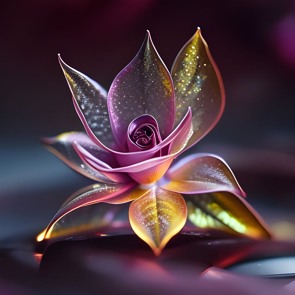 Photorealistic Rose with Glowing Transparent Petals