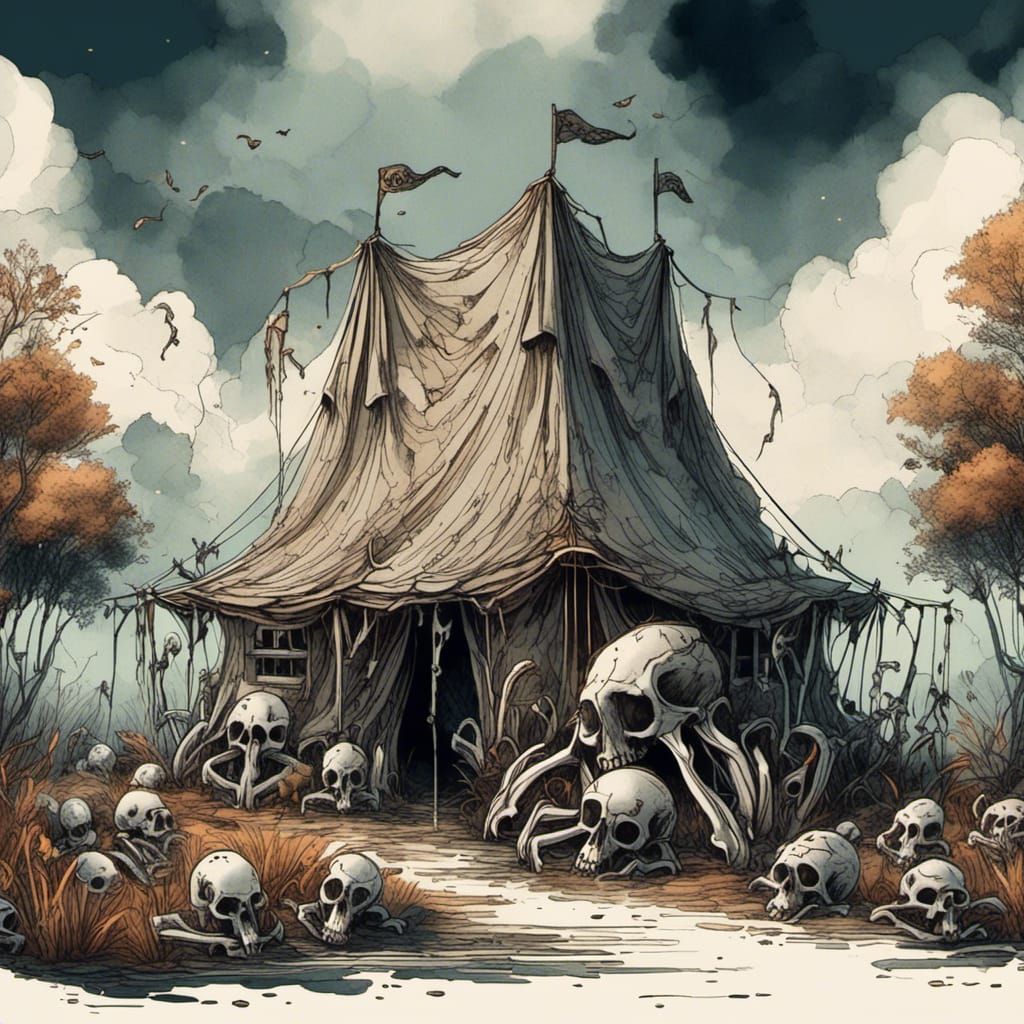 Bone Tent Inhabited by Cute Bone Creatures