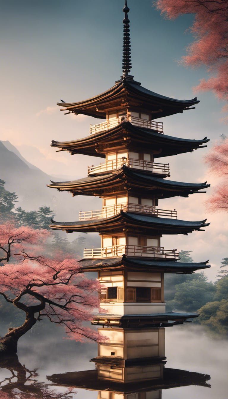 Tranquil Japanese Pagoda Scene