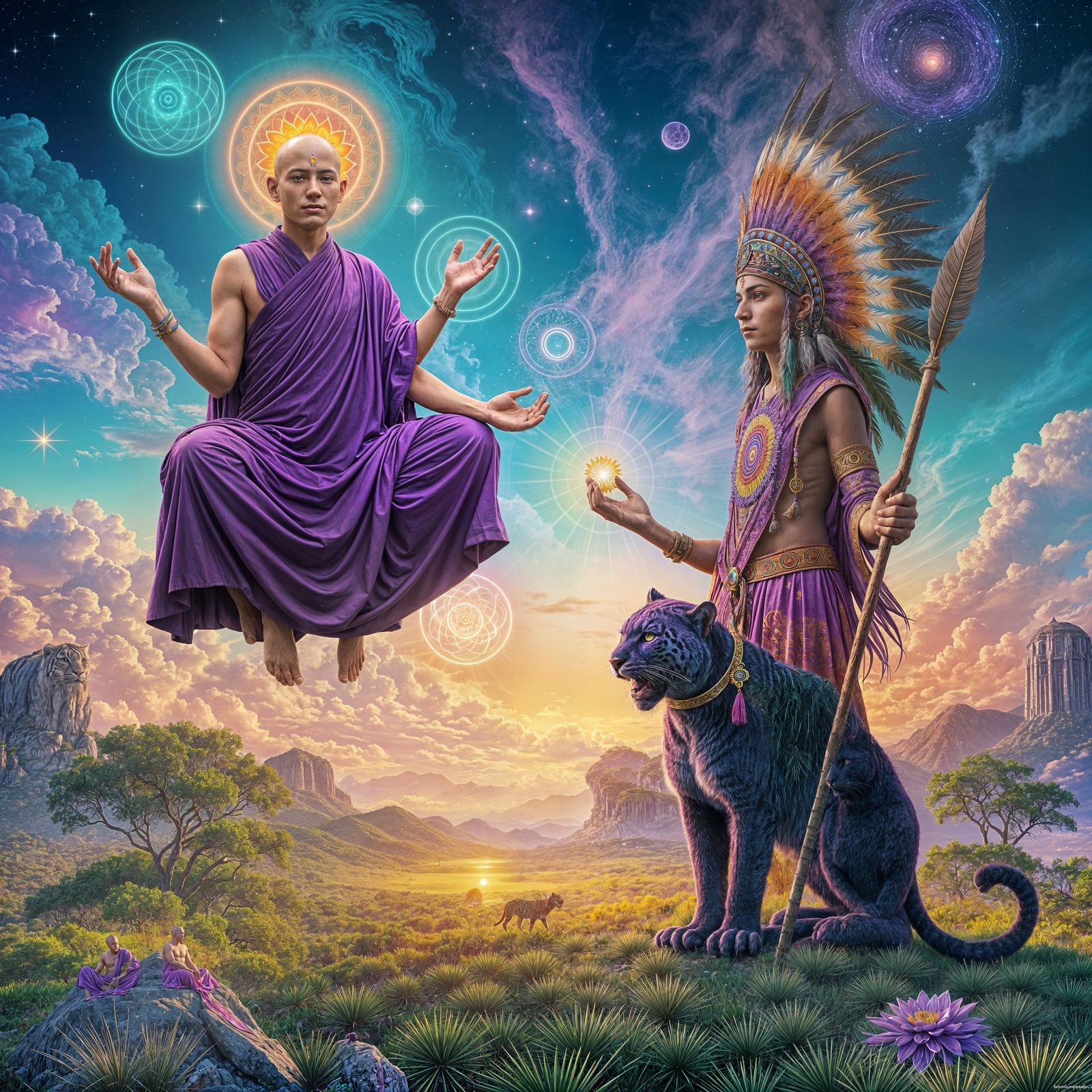 Psychedelic Energy Exchange Between Monk and Shaman