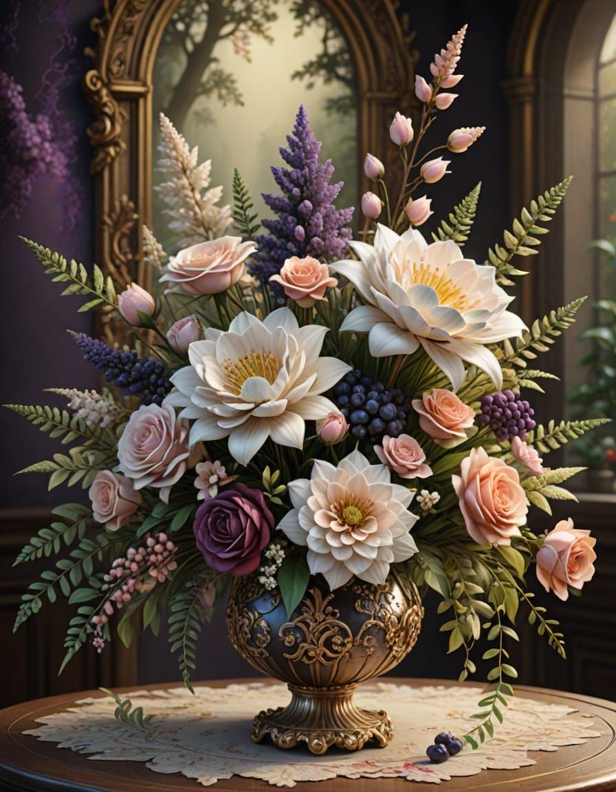 Dreamy Spring Florals in Pastel Hues with Gold Accents