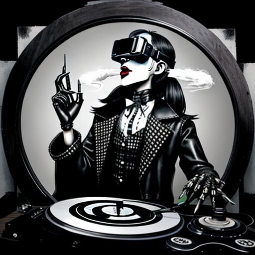 Cyberpunk Dummy in Haunted House: Black and White Photo