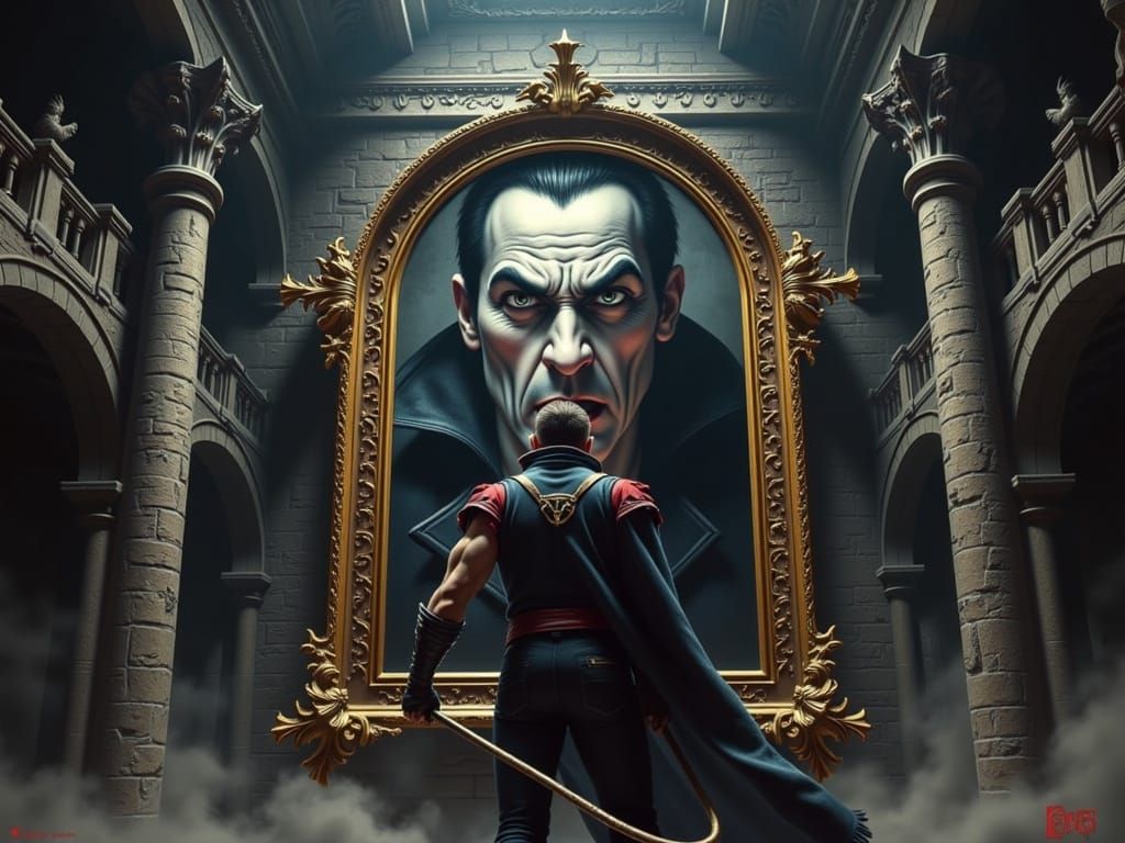 Simon Belmont Stands Tall Against Dracula's Portrait in a Ha...