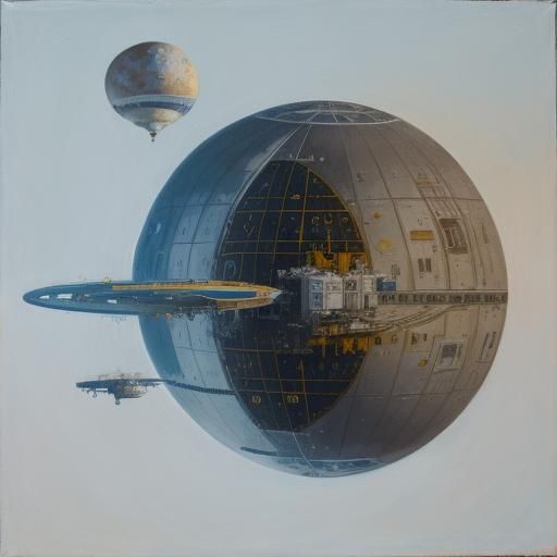 Astronauts Discover Ancient Ruins on Europa: Oil Painting