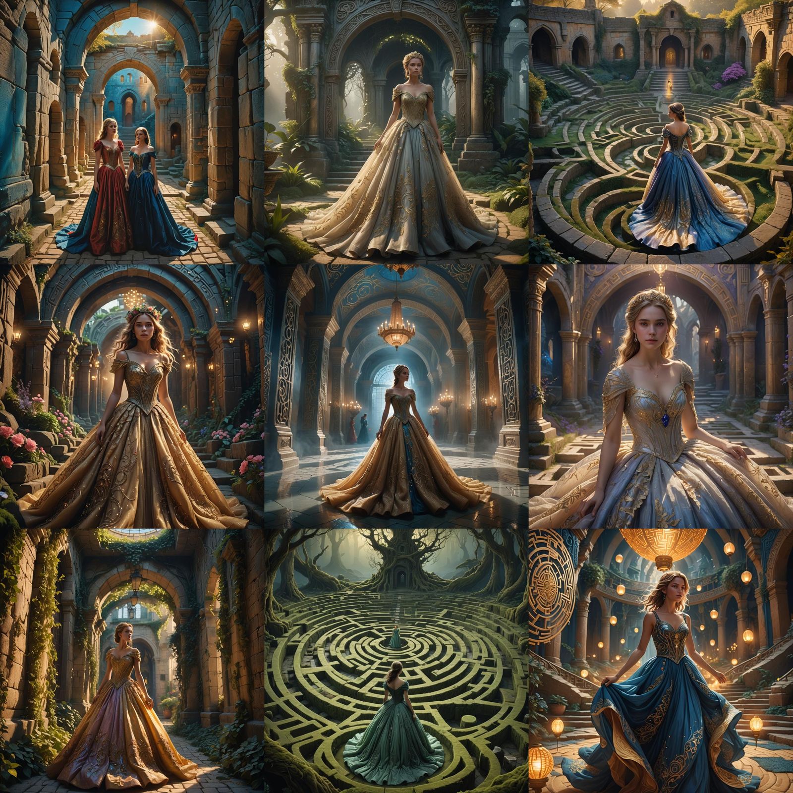 Fantastical Labyrinth Movie Poster in Detailed Matte Paintin...