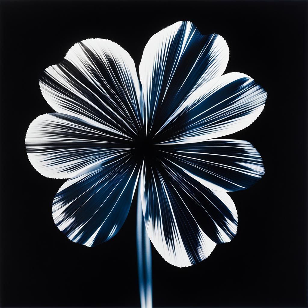 Abstract Black and White Photogram with Solarization