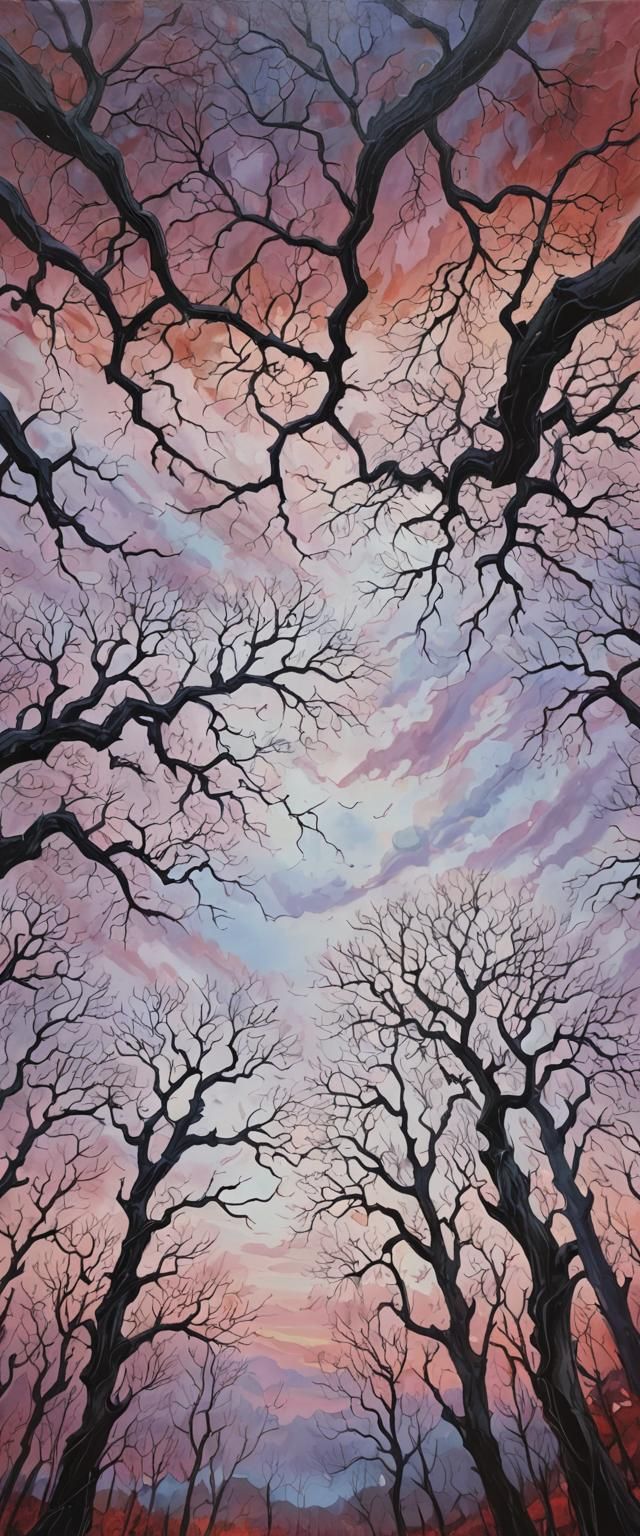 Ethereal Sunset Landscape with Will-o'-the-Wisps