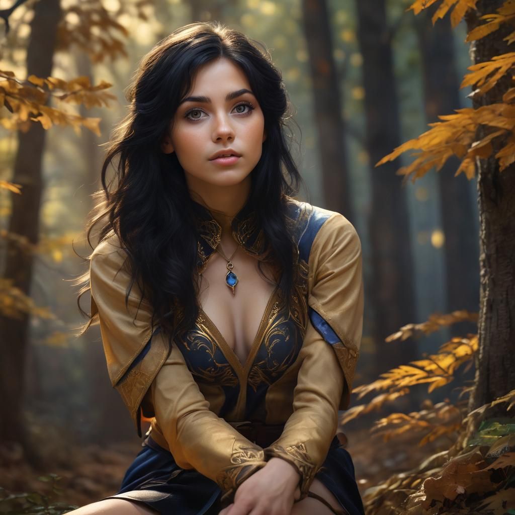 Tan Elf in Forest: Hyper-Realistic Portrait Art