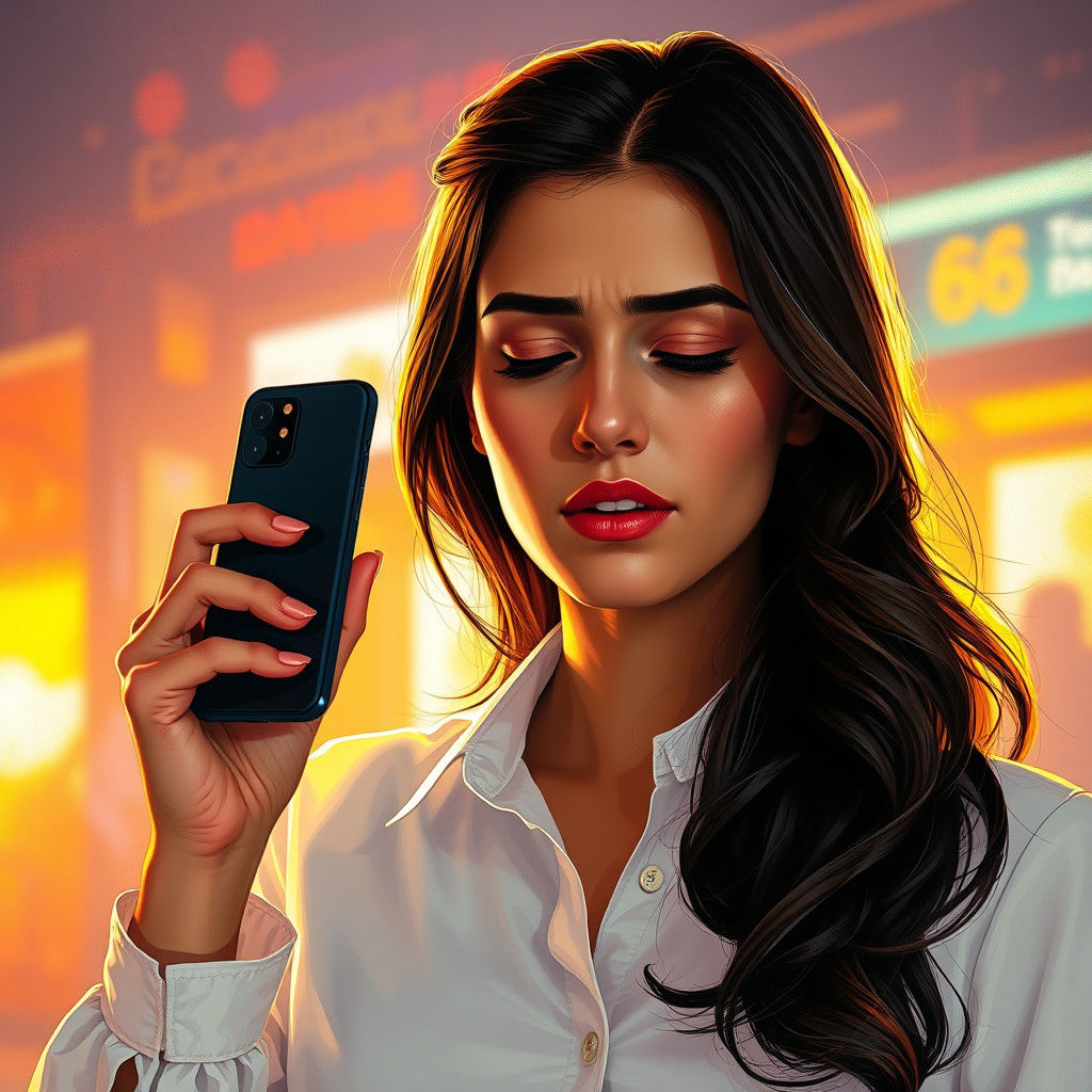 Woman Anticipating Phone Call in Futuristic 3D Render