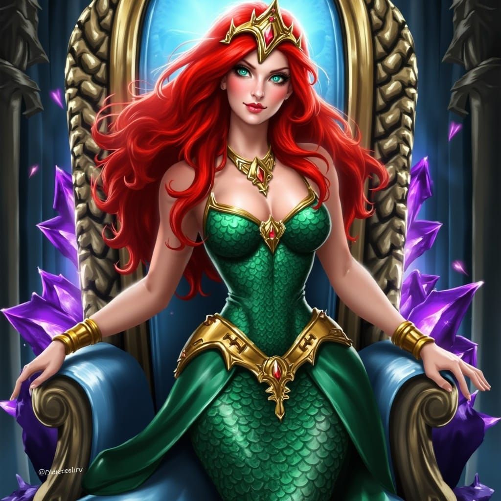 Queen Mera of Atlantis in Ornate Comic Art Style