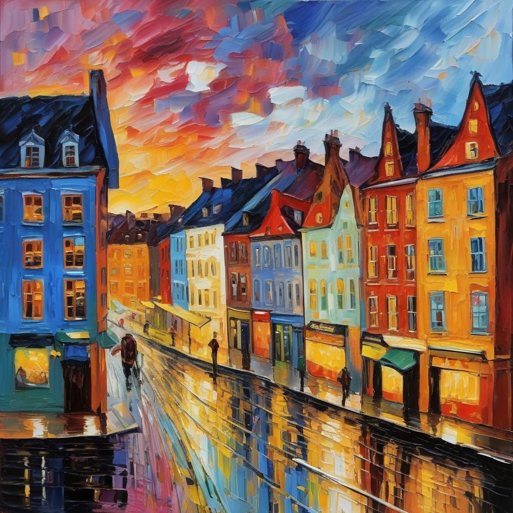 Vibrant Dortmund Cityscape in Neo-Impressionist Style