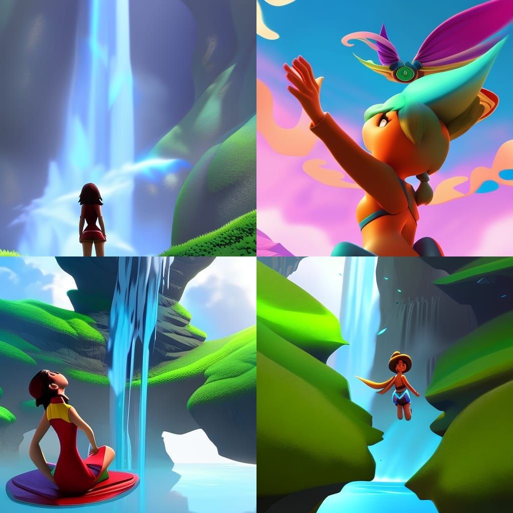 Giantess Waterfall: Ultra-Detailed 3D Digital Art