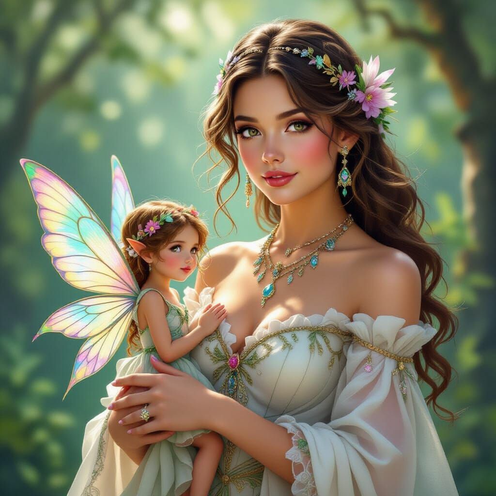 Whimsical Fairy and Woman Friendship Portrait
