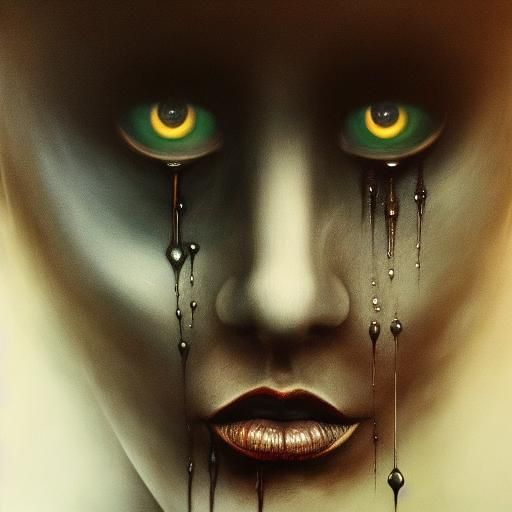 Ethereal Horror: Woman in Dystopian Surrealist Portrait