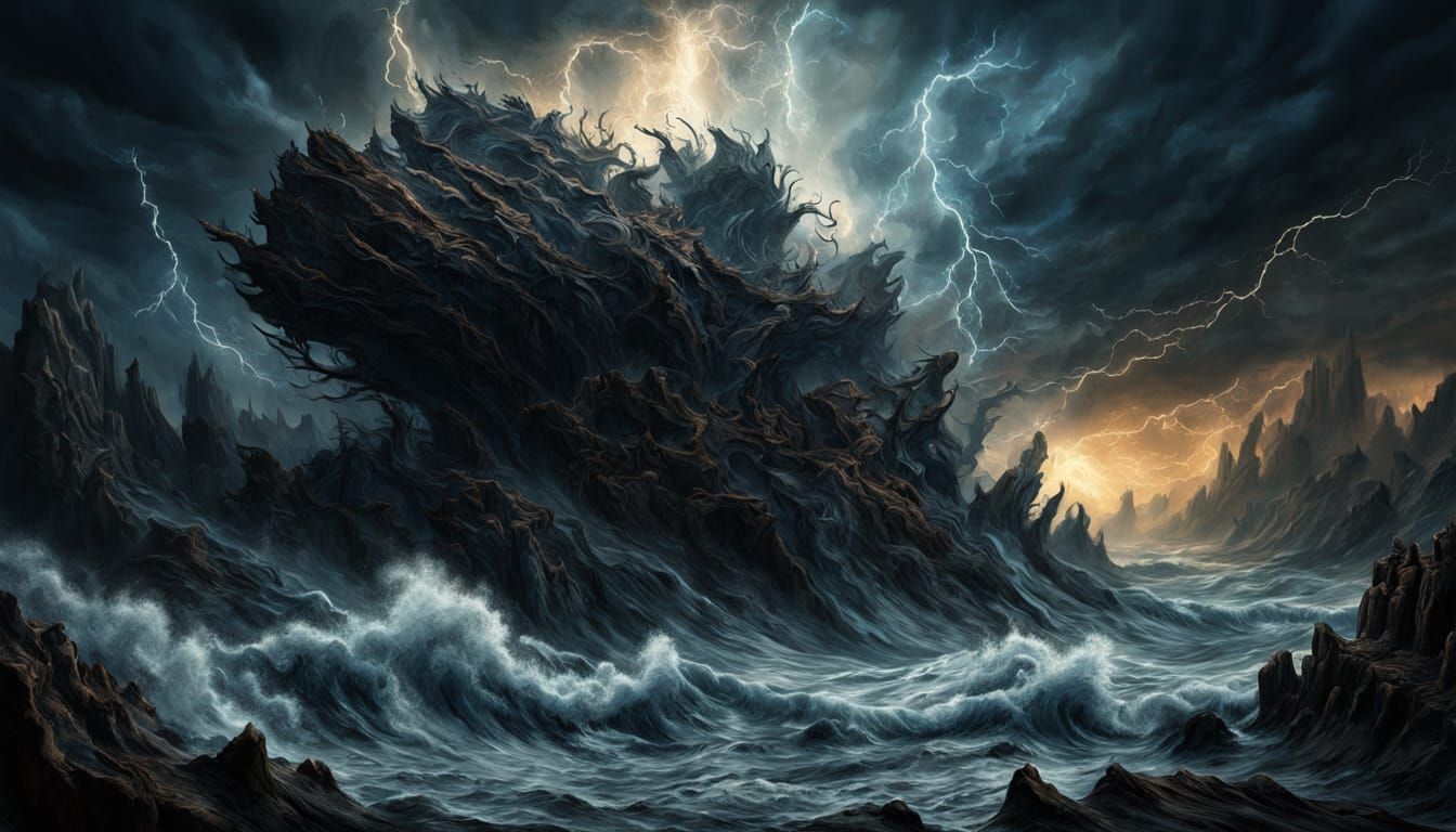 Surreal Elemental Chaos in Fractured Landscape