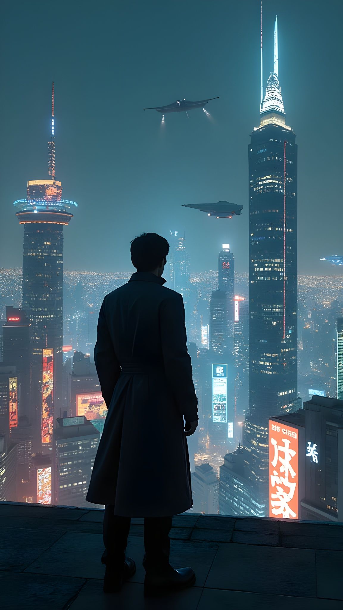 Cyberpunk Metropolis at Night: Futuristic Cityscape