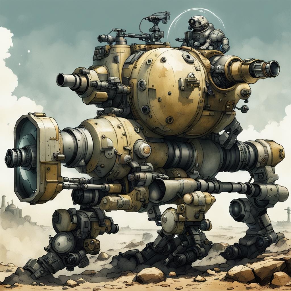 Retro Sci-Fi Quadrupede with Photonic Cannon