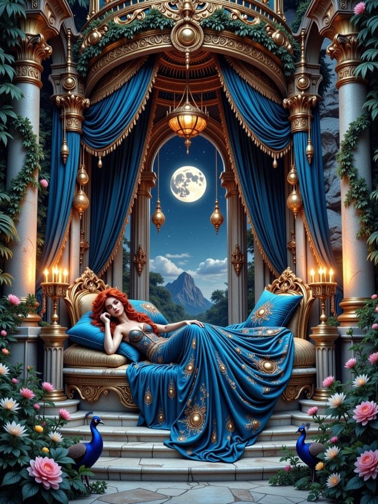 Luxurious Goddess's Palace Chamber in Ancient Fantasy Style