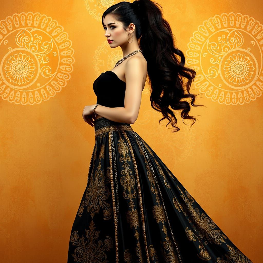 Elegant Woman in Art Nouveau Style