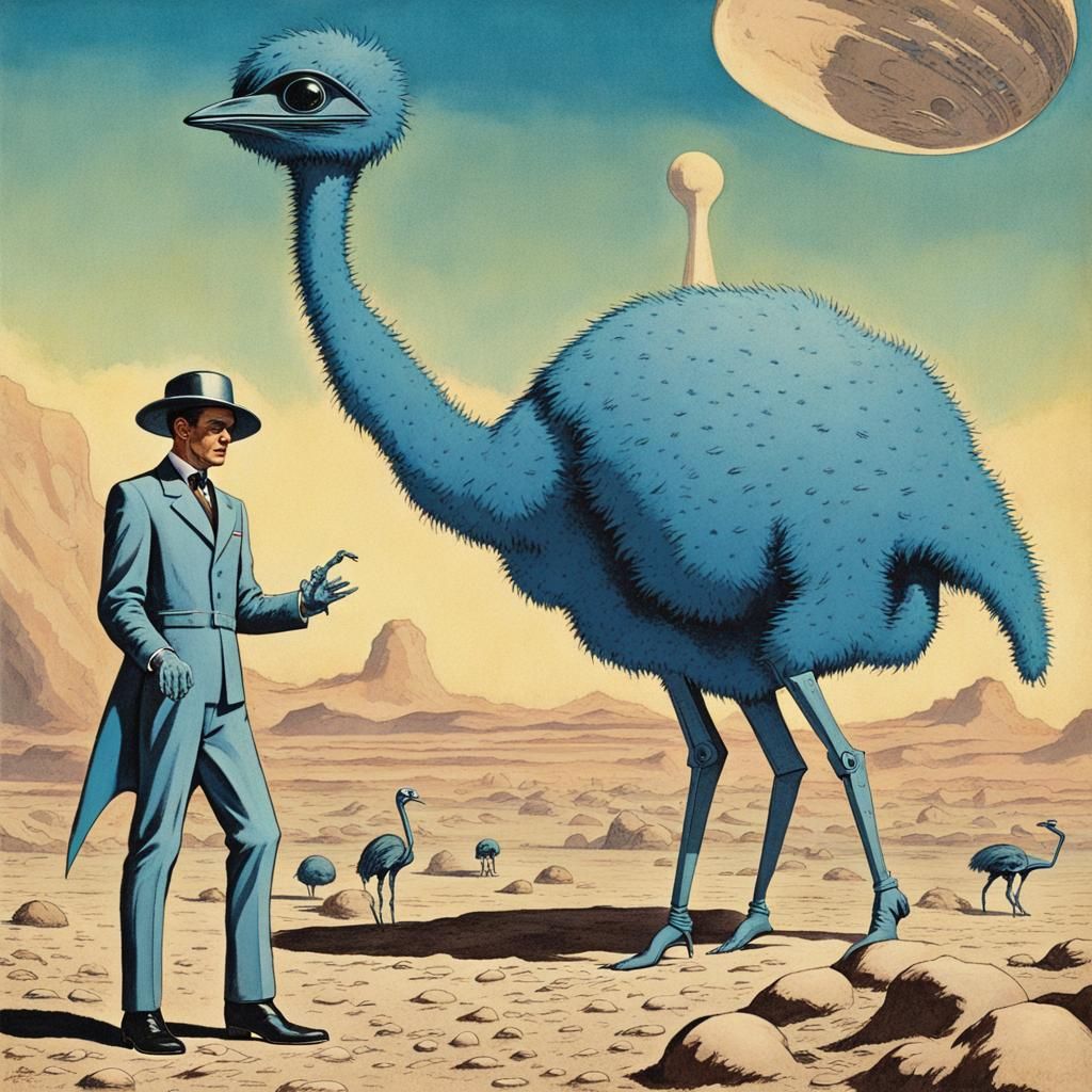 Retrofuturistic Landing on Alien Planet, Vintage Sci-Fi