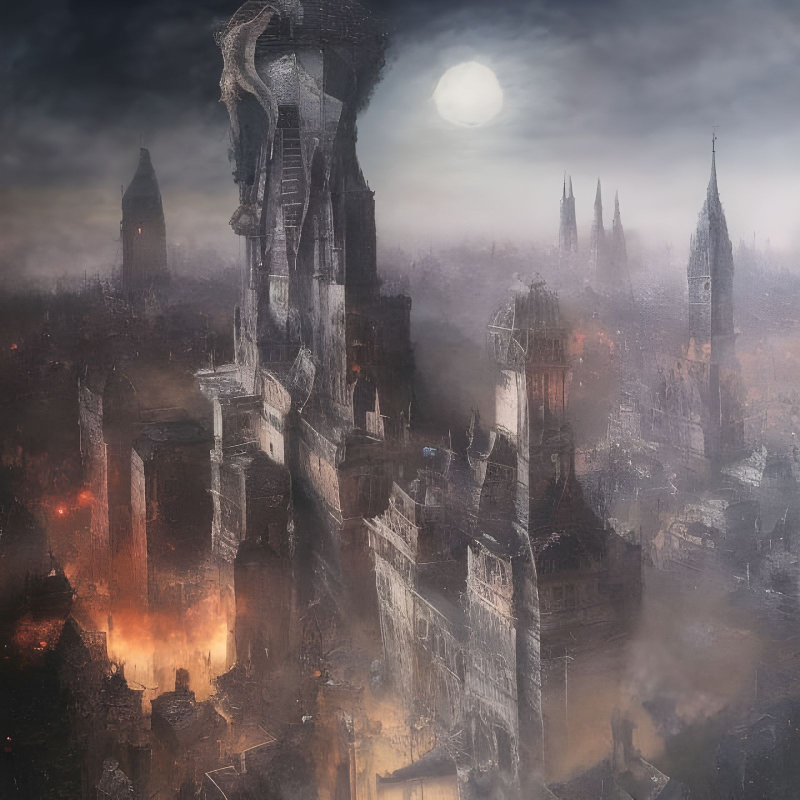 Futuristic Cityscape with Bizarre Creatures in Hyperreal Det...