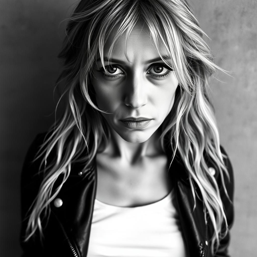 Monochrome Portrait of Pale Woman in 1960s Style