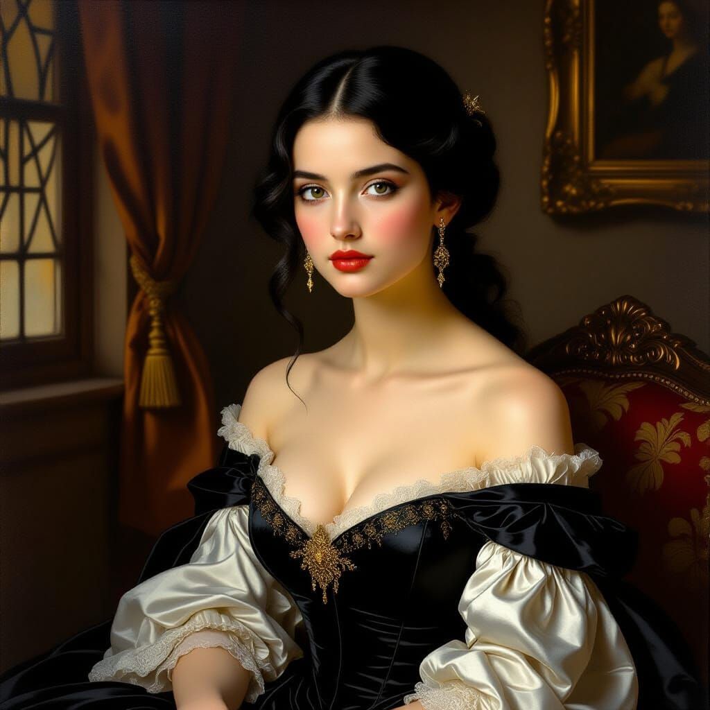 Elegant Woman Portrait in Old Master Style