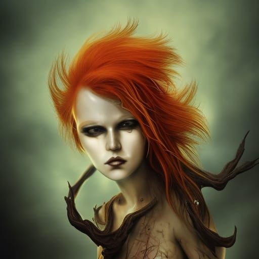 Dystopian Woman with Detailed 3D Shading