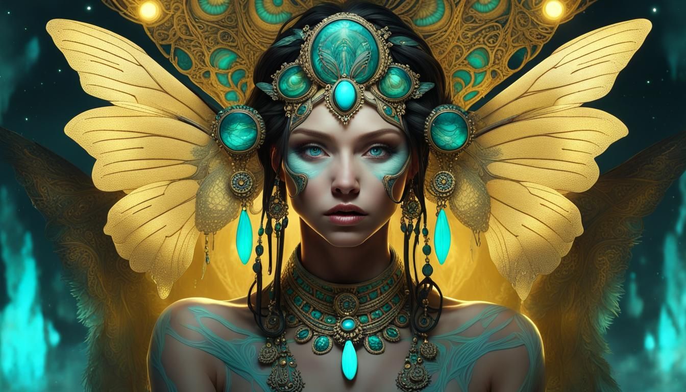 Shaman Woman with Butterfly Wings in Digital Art