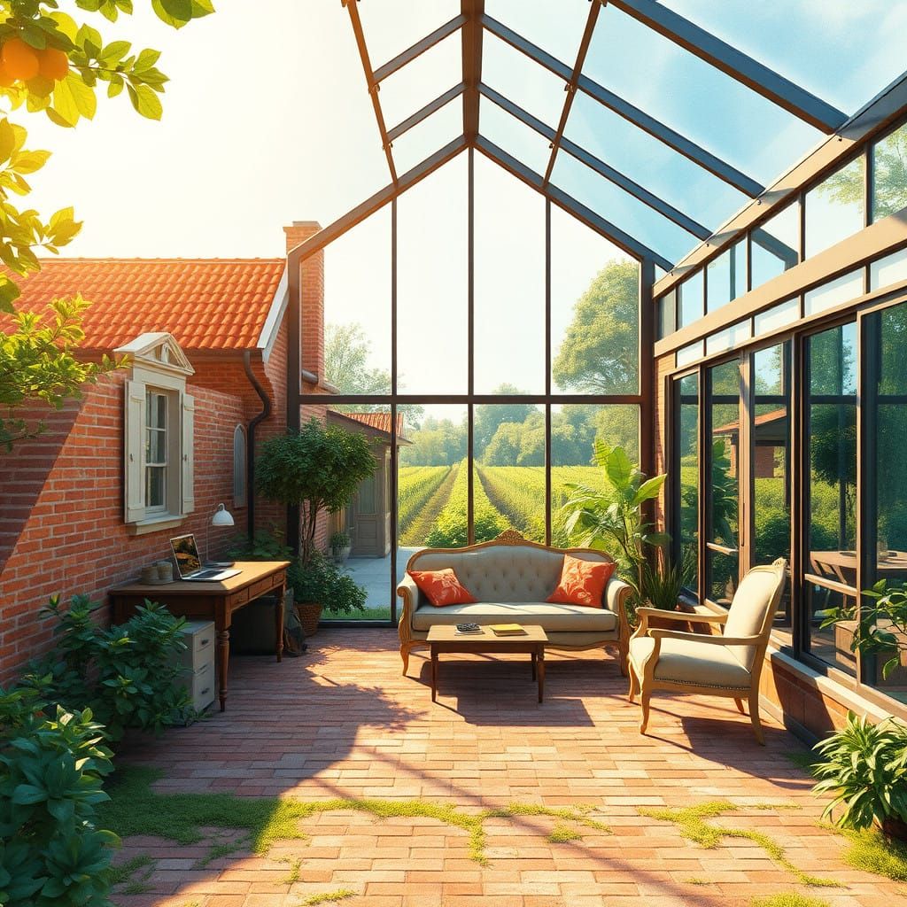 Rustic Farmhouse with Modern Twist in Watercolor Style