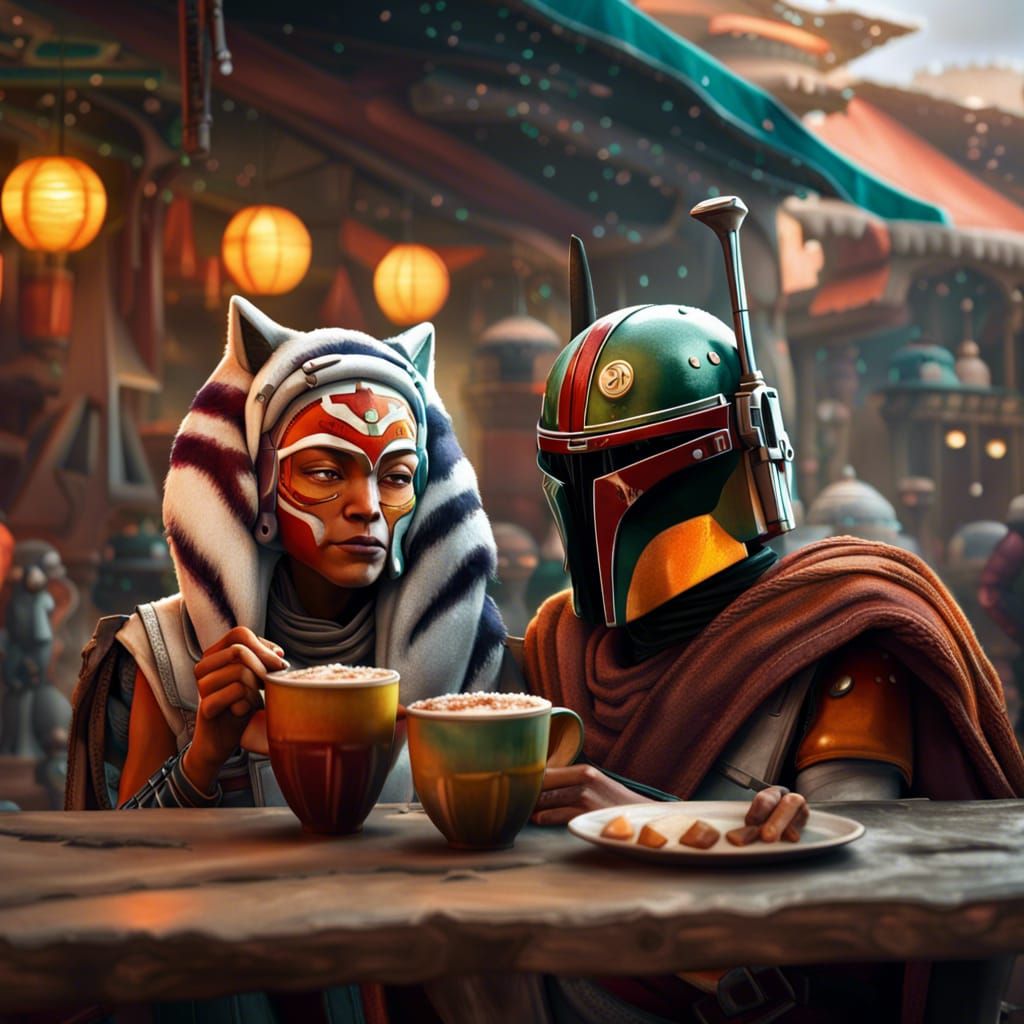 Boba Fett and Ahsoka Tano in Kathmandu: Hyperrealistic Art