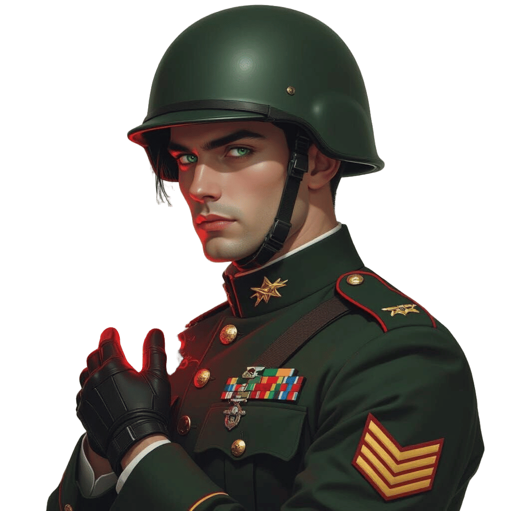 General with Demonic Energy, Futuristic Digital Painting