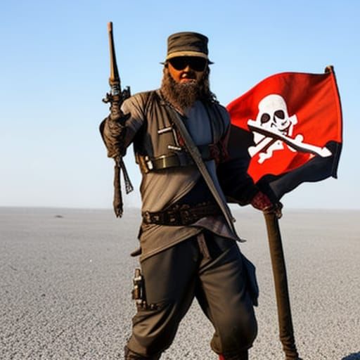 Zombie Pirate Flag Bearer in Wasteland