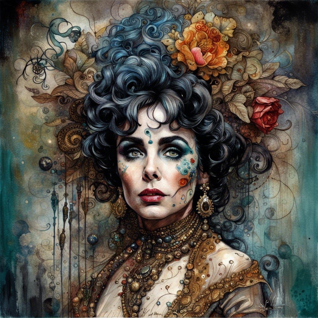 Elizabeth Taylor as a latex queen, by Jean-Baptiste Monge an...