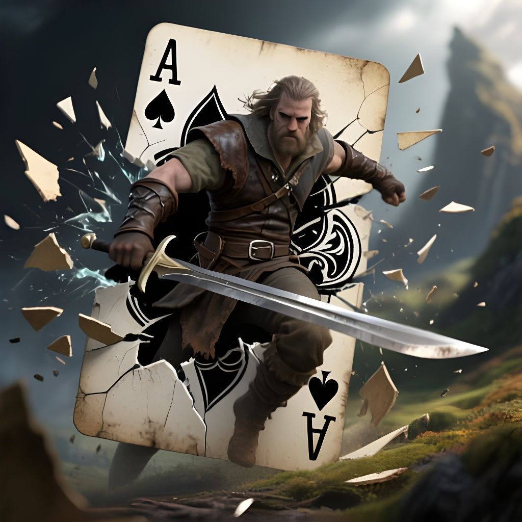 Jack of Spades Adventurer Emerging from Card, Dark Fantasy A...