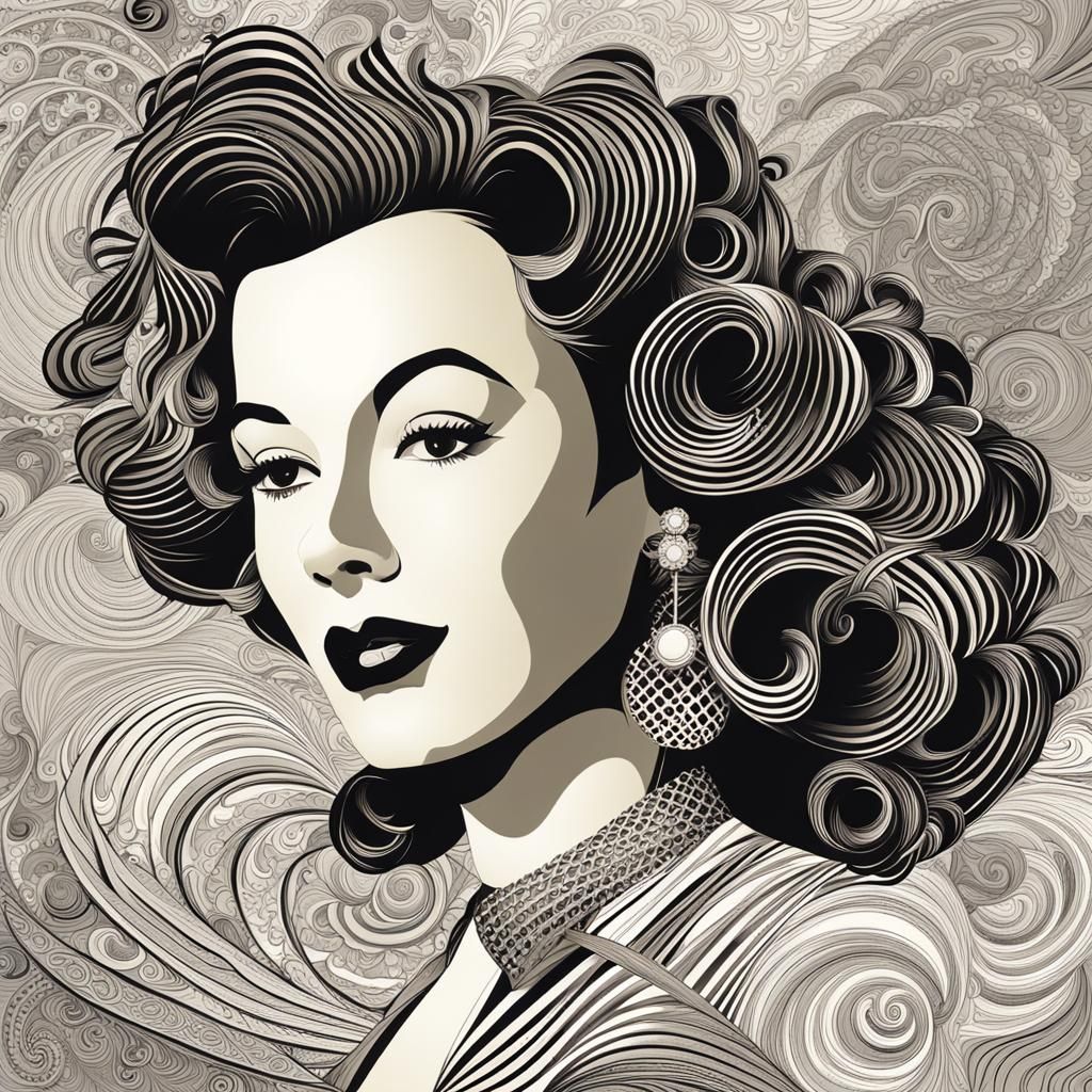 Elegant 1940s Singer with Abstract Fractal Design