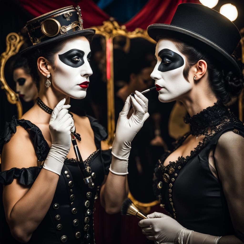 Steampunk Mime Backstage at the Circus