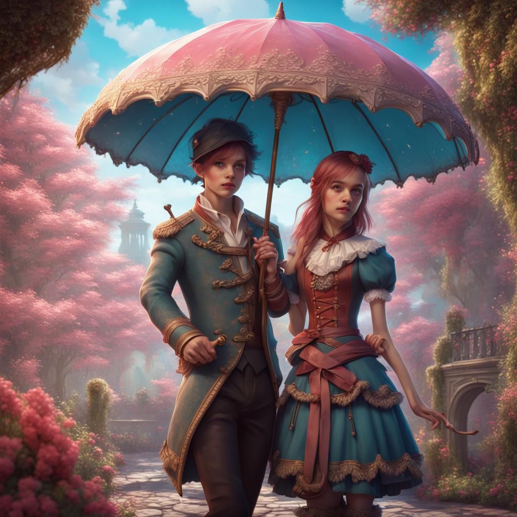 Fantastical Matte Painting: Girly Boy with Parasol