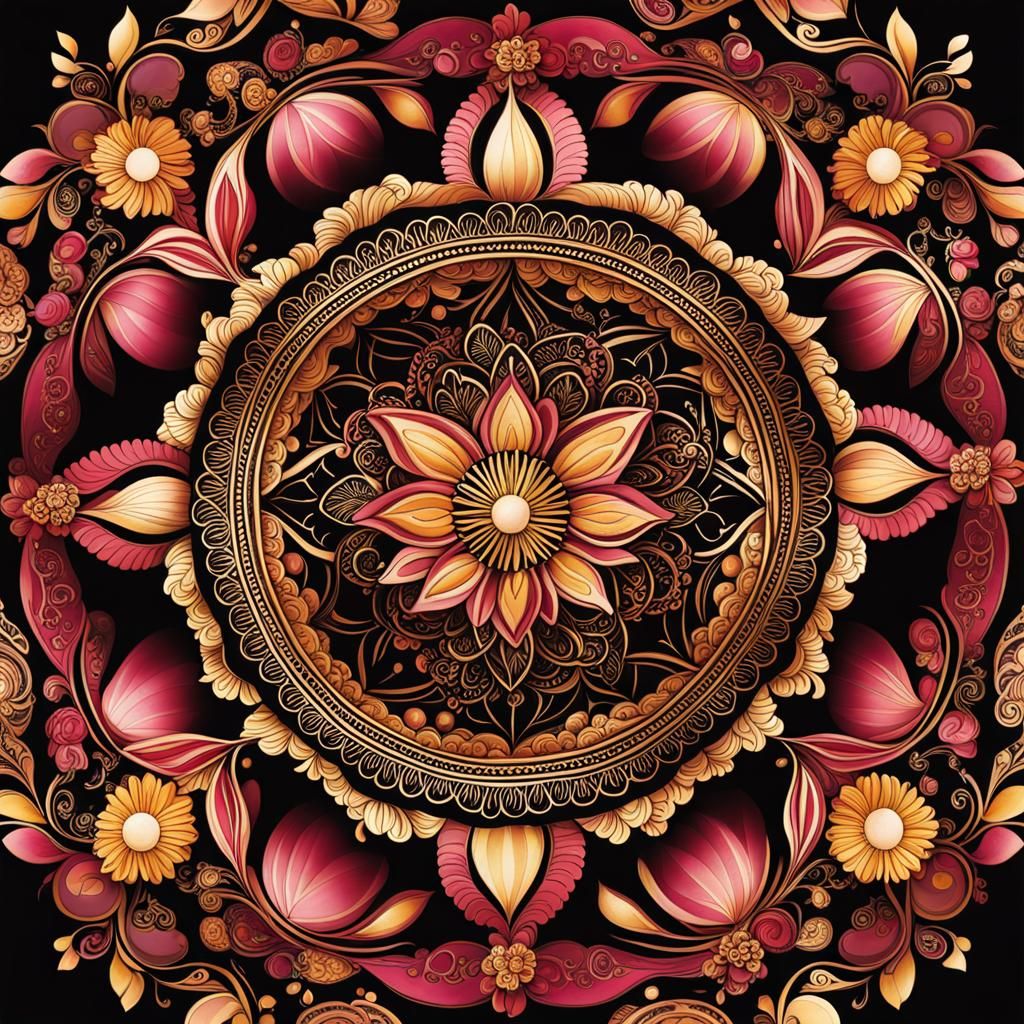Positive Word Mandala: Serenity, Love, and Joy
