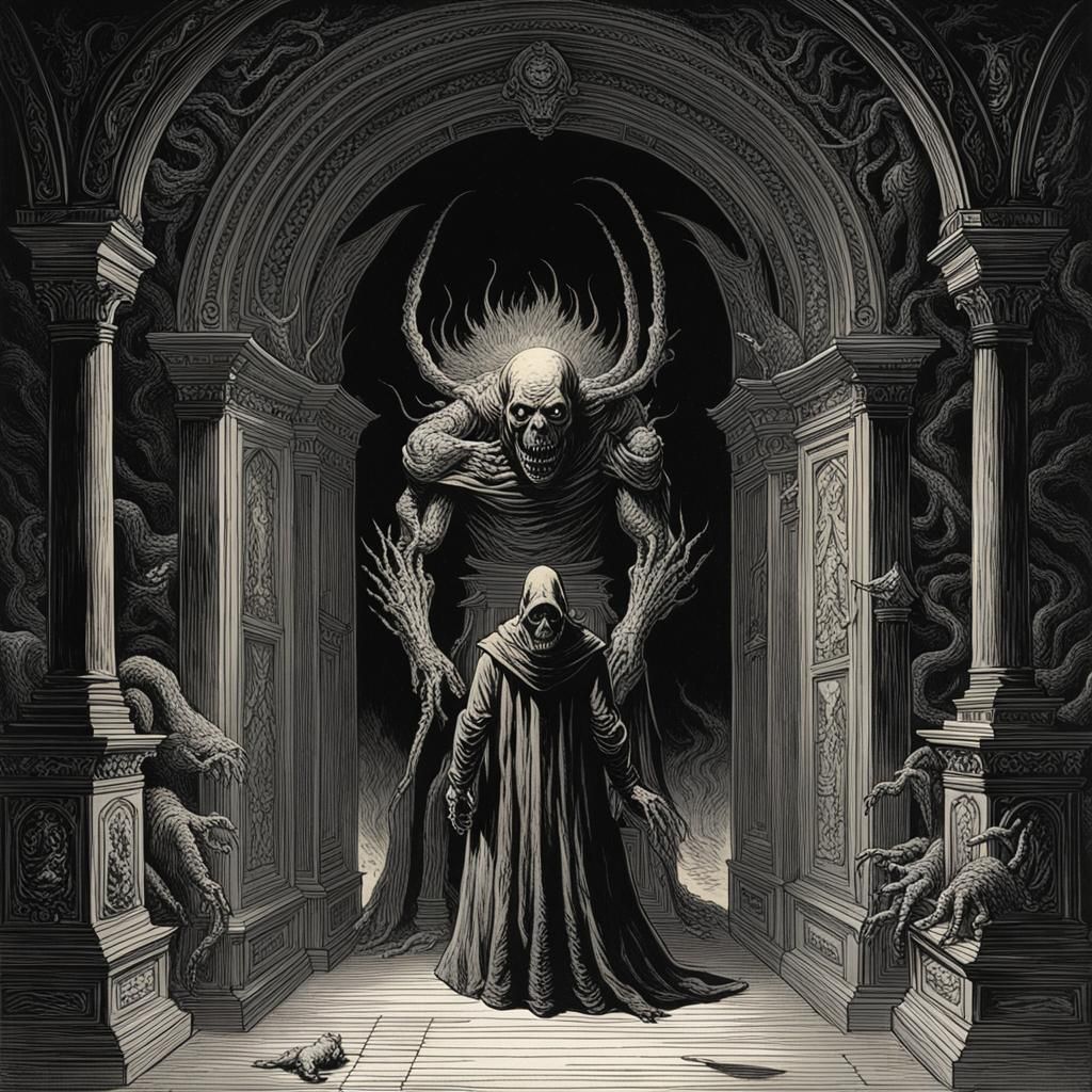 Terrifying Horror Scene in the Style of Doré