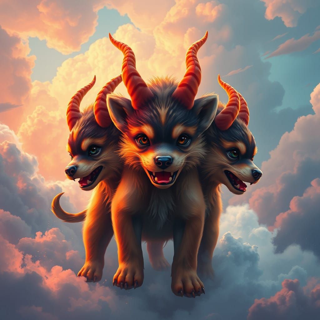 Dreamy Puppy Reimagines Cerberus in Whimsical, Retro-Futuris...