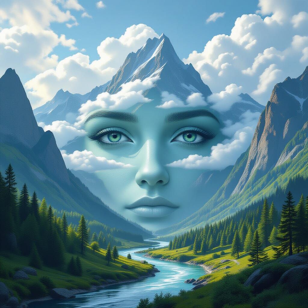 Surreal Landscape Transforms Into Human Face