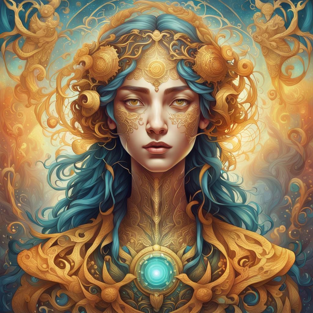 Humans Interconnected in Network: Art Nouveau Concept